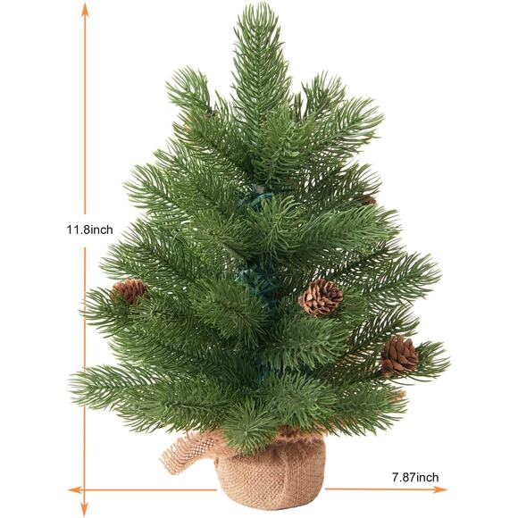 Mini Christmas Trees Frazer Fir 11.6 Inch Artificial Green Burlap Bases - Picture 2 of 6